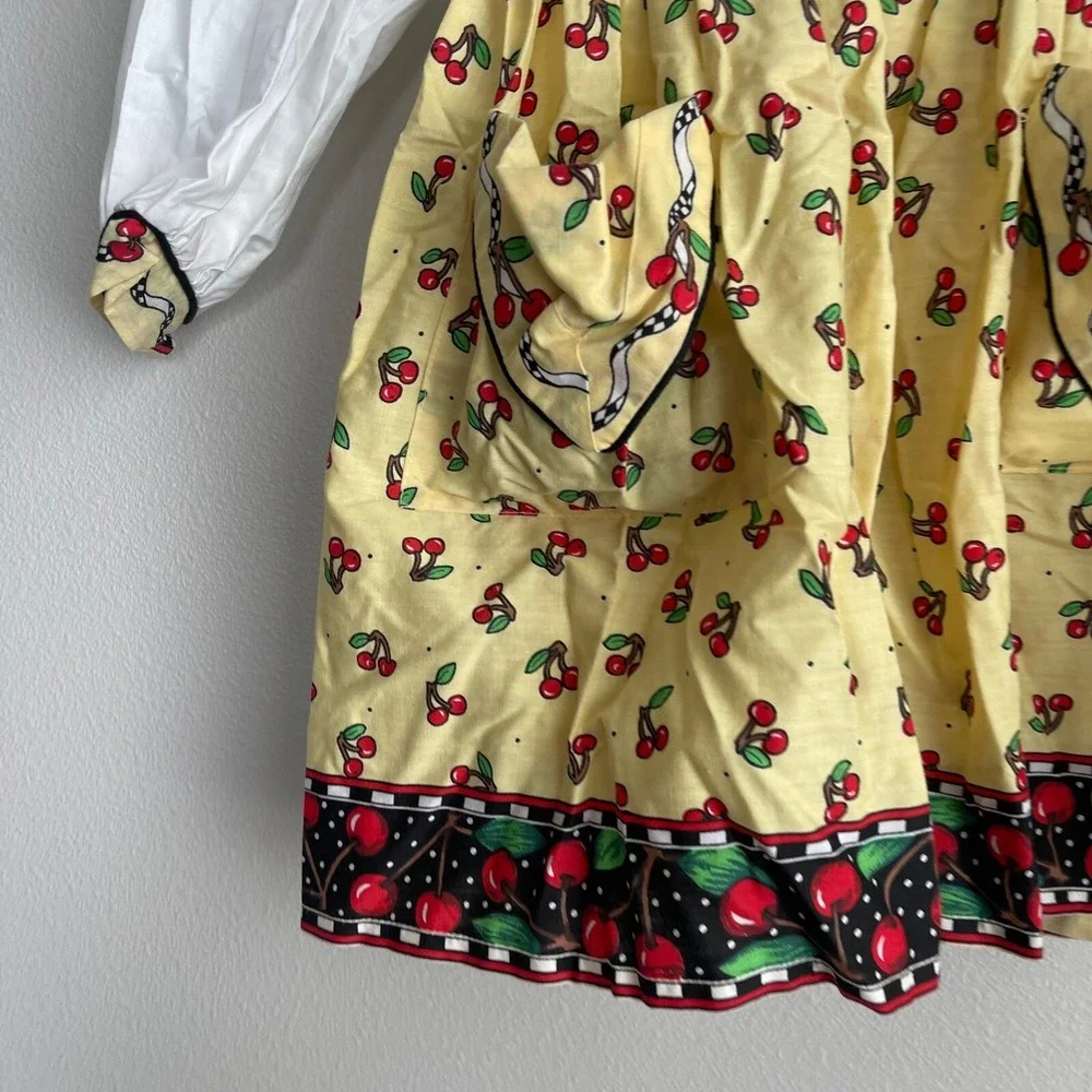 Vintage‎ Daisy Kingdom Yellow Cherry Print Button Front Dress